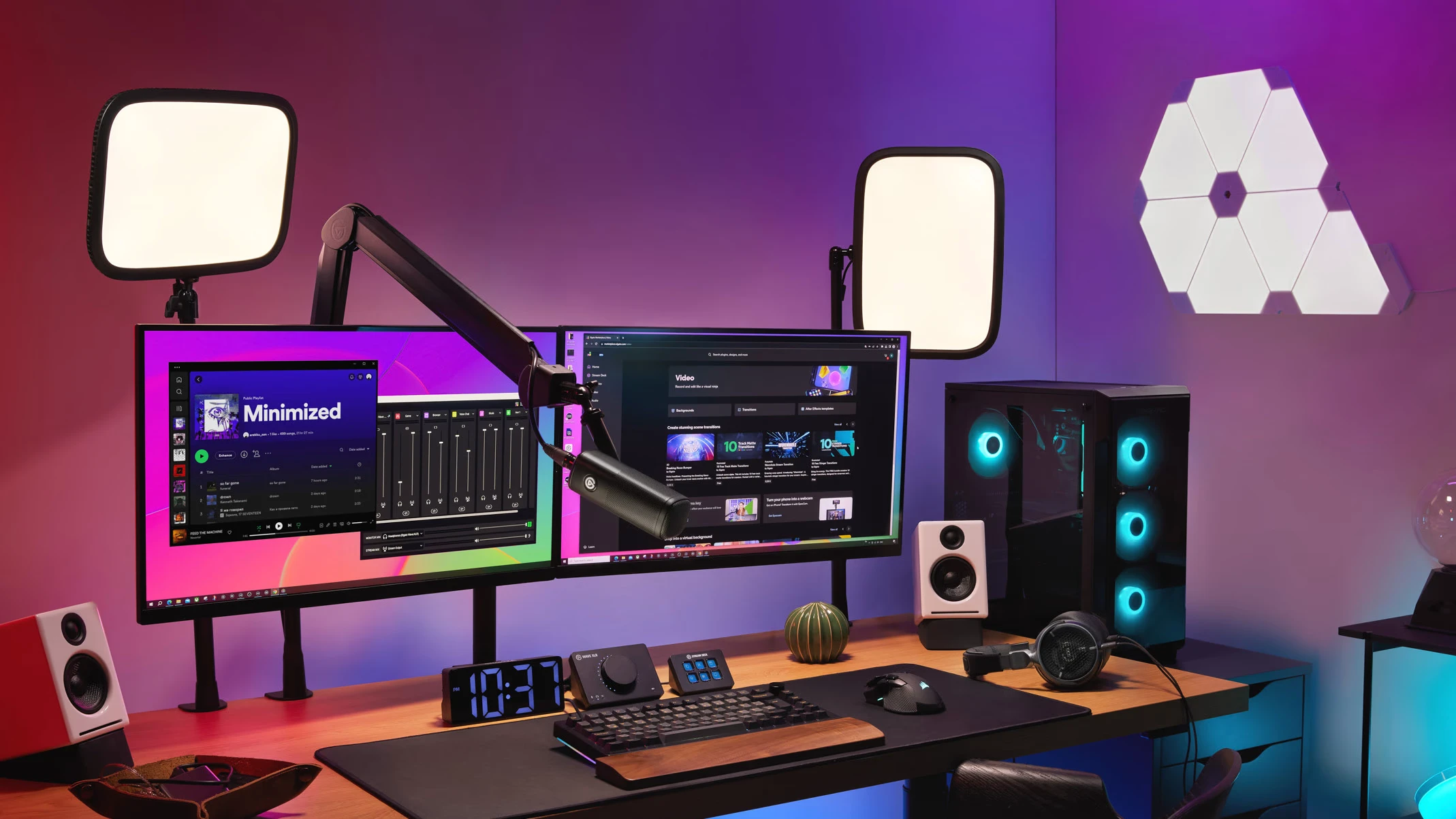 Key light and fill light setup for streaming