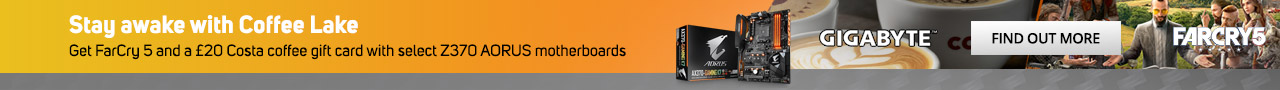 Get up to a £20 Costa Coffee gift card and Far Cry 5 when you buy selected Z370 Aorus motherboards.