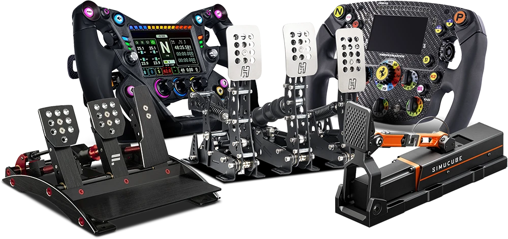 Racing simulator wheel, shifter and pedals
