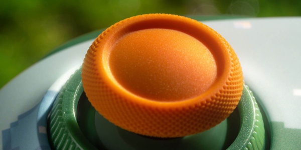 Close up image of controller joystick.