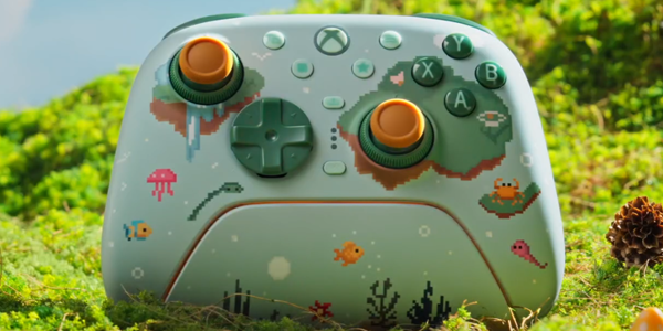 Front image of the controller sitting on the charging dock.