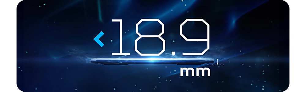 Large White Text on blue background reading 18.9mm