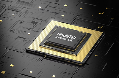 Close up image of the MediaTek processor.