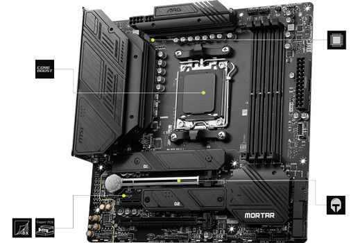 MSI AMD B650M MORTAR WIFI microATX Motherboard LN129283 - MAG