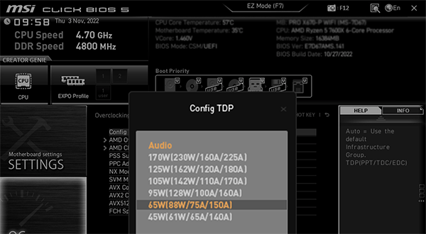 Config TDP
