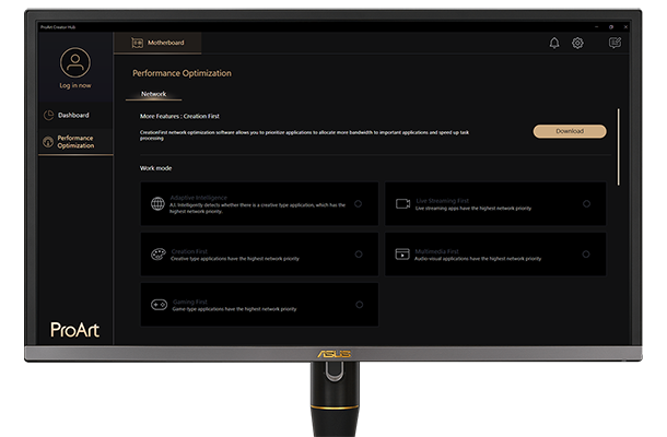 ProArt Creator Hub on monitor screen.