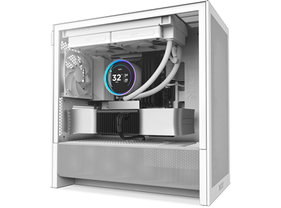 NZXT H3 Flow Tempered Glass White Micro-ATX PC Gaming Case