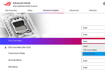 AI Overclocking options in ASUS BIOS.