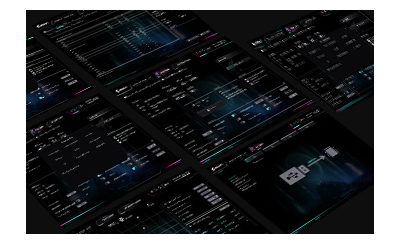 Multiple BIOS screens arranged in a 2D isometric tile pattern.
