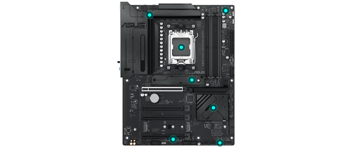 Cooling locations on the motherboard