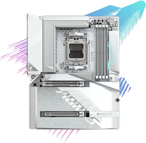 Gigabyte X870 AORUS STEALTH ICE ATX Motherboard for AMD Ryzen 7000, 8000 & 9000 Series Processors