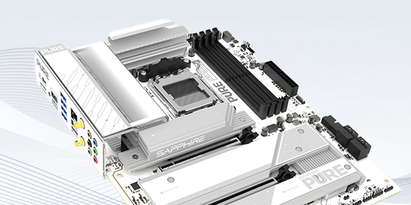Top half of Sapphire Pure motherboard, highlighting CPU.