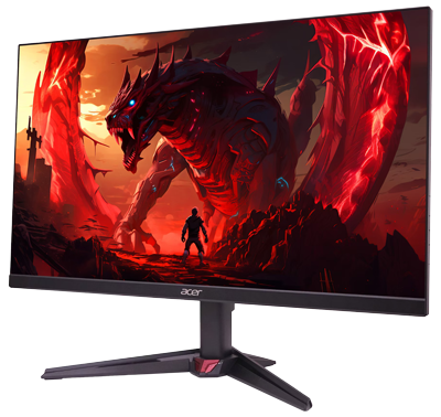 angled shot of monitor with red gaming theme