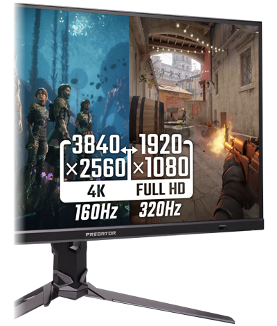 Angled shot of monitor showing dual modes