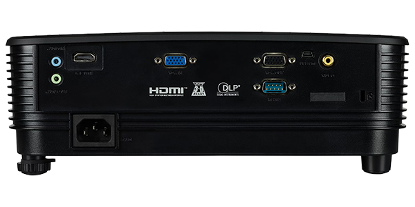 Connection ports at the rear of the projector.