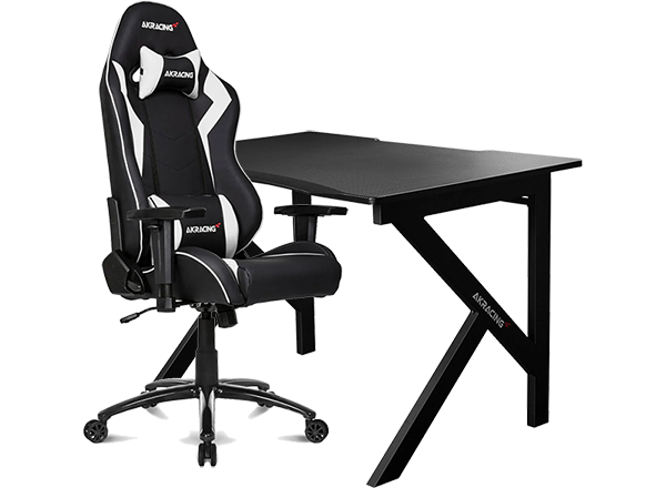 Summit Gaming Desk Core Series SX BLACK/WHITE Gaming Chair XL Mousepad