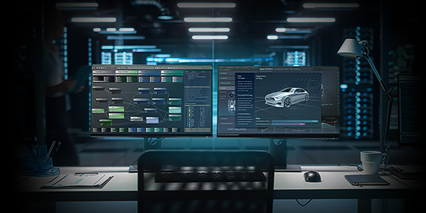 AI application open on dual monitor setup to showcase the speed & power of PCIe 5.0