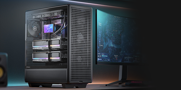 Key visual of the Antec 900 Full Tower case on a desk beside a curved monitor.