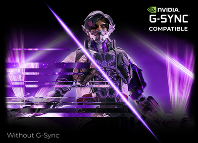 Comparison image of with and without G-Sync