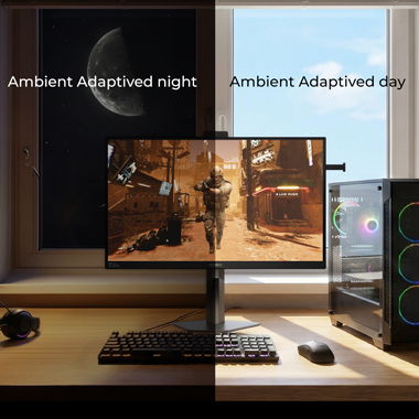AGON Pro monitor showing FPS gameplay to highlight 1ms response time.