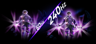 Comparison image of 240Hz refresh rate vs 60Hz