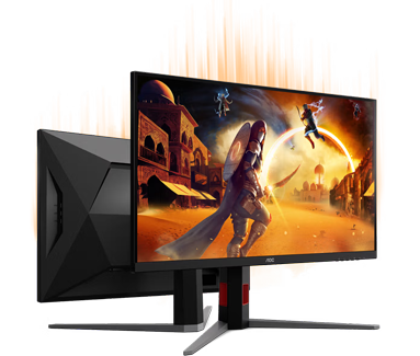AOC Gaming monitor and ergonomic stand to showcase positioning changes