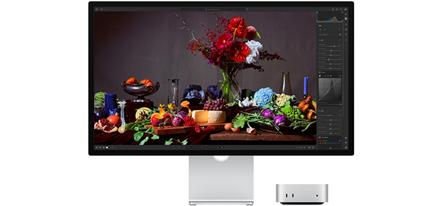 Studio Display with buffet on-screen highlighting the colour tone.