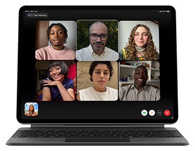 Video chat meeting on iPad Air.