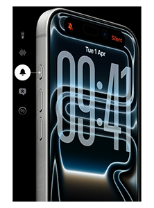 Hero angle of iPhone 17 Pro, displaying the Action Button with Shazam music app listening on-screen