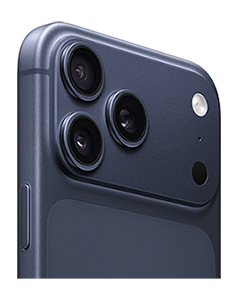 Rear angle of a blue iPhone 17 Pro