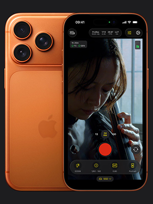 iPhone 17 Pro with camera app open to illustrate the video codec
