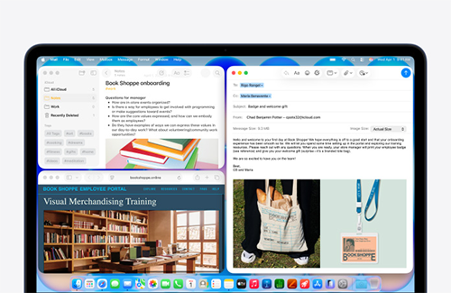 Image of multiple apps open on the laptop screen