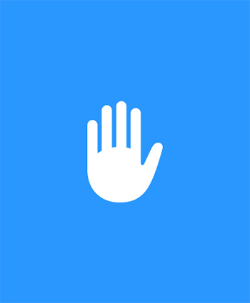 Hand icon giving a stop sign on a blue background