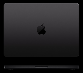 Rear angle of a black MacBook Pro
