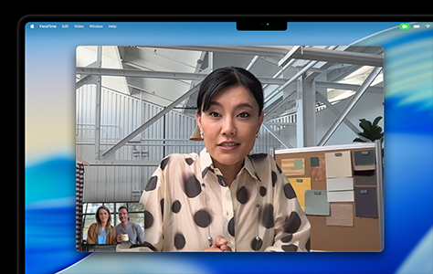 Top left of MacBook pro screen showing video call.