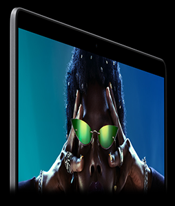 Top right of the MacBook's Liquid Retina XDR display.