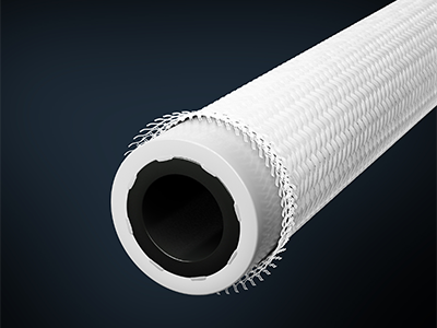 Open end of the braided tubing, highlighting durability and quality.