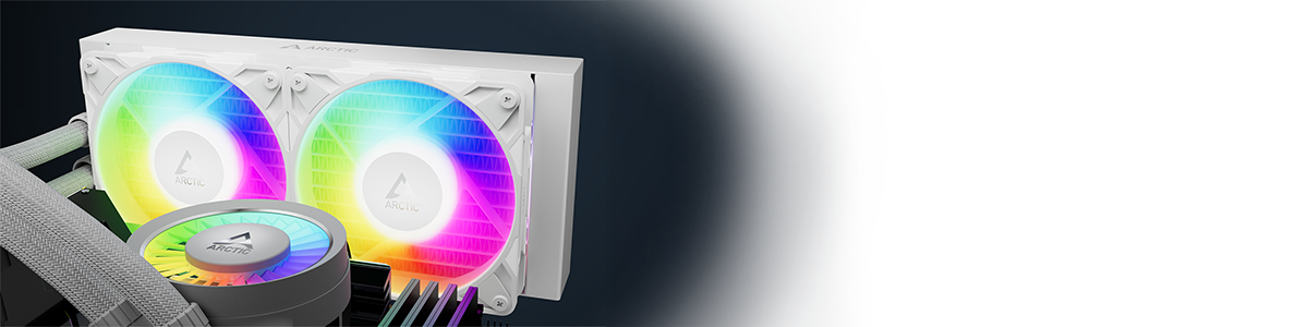 Angled Liquid Freezer III Pro with its water block infront, showcasing its premium design