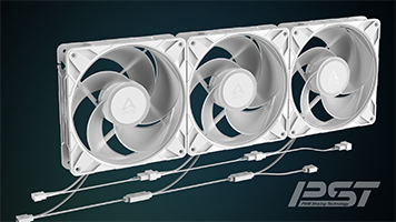 Image of fans linked together via cables.