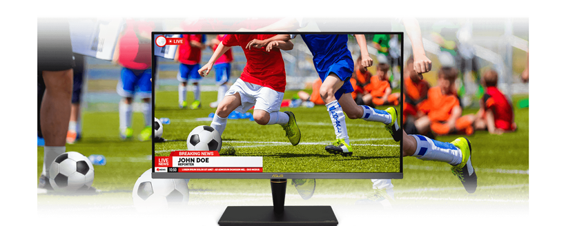 HLG image of grassroots football game with lower third on ASUS PA32UCX-PK