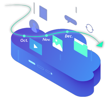 AI Cloud infographic depicting media stored through the year