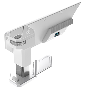 ROG Herculx Graphics Card Holder rear angle shot, showing its strong and adaptable design.