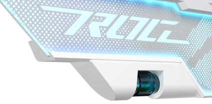 Bottom close up of ROG Herculx Graphics Card Holder's spirit level.