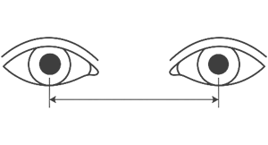 Illustration of 2 eyes with measurments between them