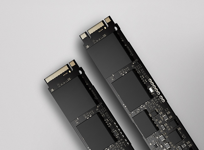 NVMe and SATA M.2 connectors side by side