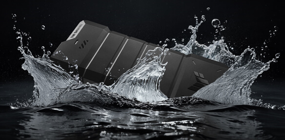 SSD enclosure splashing in water