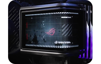 Image of AIO inside a PC case showing a different visual effect on the LCD screen