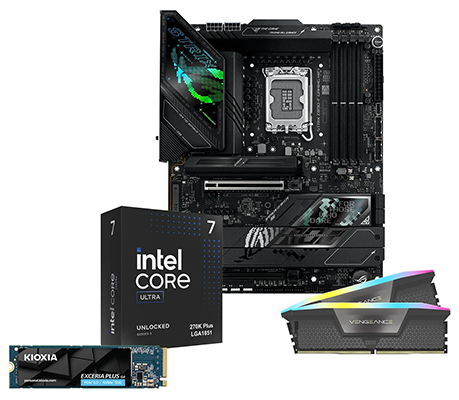 ASUS ROG STRIX Z890-F, Intel Core Ultra 7 270K PLUS, 16GB CORSAIR DDR5 + 1TB Kioxia SSD Bundle.
