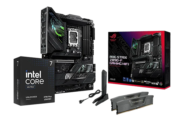 ROG STRIX Z890-F Gaming Wi-Fi + Intel Core Ultra 7 270K PLUS + 32GB CORSAIR DDR5 Memory Bundle.