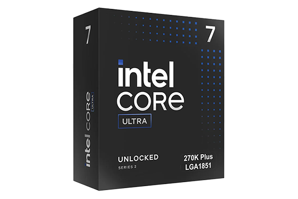 Hero angle of Intel Core Ultra 7 270K Plus CPU box.